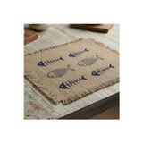 Dyris Doğal Jüt Amerikan Servis 6’Lı Set, Doğal Boya Baskılı Rustik Masa Altlığı (45X35 Cm)