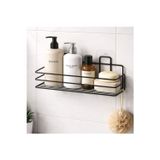 Dyrıs Siyah Metal Duş Rafı 29 cm – Vakumlu Yapışkanlı Banyo Şampuanlık Organizer