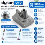 Dyson V12 Detect Slim Complete ile Uyumlu Süpürge Bataryası 3000 Mah