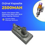 DYSON V12s Detect Slim Submarine 2500 mAh 25.2V Dikey Süpürge Batarya Siyah UMBDYSONV12BEE8