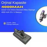 Dyson V15 Detect Absolute Dikey Süpürge 4000 Mah 25.2 V Batarya – Orjinal Uyumlu Uzun Ömürlü, Yüksek Performans Pil