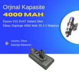 Dyson V15 SV47 Detect Slim Dikey Süpürge 4000 Mah 25.2 V Batarya – Orjinal Uyumlu Uzun Ömürlü, Yüksek Performans Pil