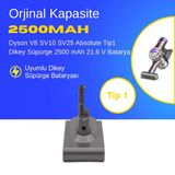 Dyson V8 SV10 SV25 Absolute Tip1 Dikey Süpürge 2500 mAh 21.6 V Batarya – Orjinal Uyumlu Uzun Ömürlü, Yüksek Performans Pil