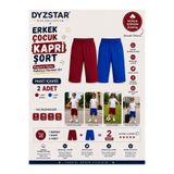 DYZSTAR Erkek Çocuk Kapri Şort 2 li Paket Bordo Mavi Pamuk Süprem Kumaş Rahat Kalıp 9-12 Yaş
