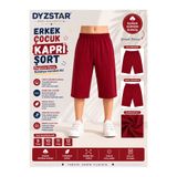 DYZSTAR Erkek Çocuk Pamuk Süprem Kapri Şort Bordo 9-10-11-12 Yaş
