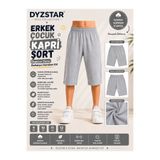 DYZSTAR Erkek Çocuk Pamuk Süprem Kapri Şort Gri Melanj 9-10-11-12 Yaş