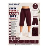 DYZSTAR Erkek Çocuk Pamuk Süprem Kapri Şort Koyu Bordo 9-10-11-12 Yaş