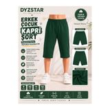 DYZSTAR Erkek Çocuk Pamuk Süprem Kapri Şort Koyu Yeşil 9-10-11-12 Yaş