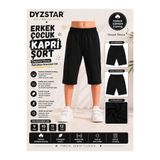 DYZSTAR Erkek Çocuk Pamuk Süprem Kapri Şort Siyah 9-10-11-12 Yaş