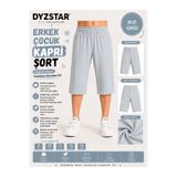 DYZSTAR Erkek Çocuk Penye Kapri Şort Buz Grisi Lastikli Bel Rahat Kalıp Yazlık 7-8-9-10 yaş