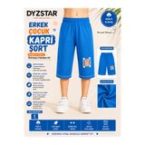 DYZSTAR Erkek Çocuk Penye Kapri Şort Saks M.i Baskılı Lastikli Bel Rahat Yazlık Kapri 6 Yaş