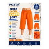 DYZSTAR Erkek Çocuk Turuncu Pamuk Süprem Kapri Şort Lastikli Bel Rahat Kalıp Yazlık 9-10-11-12 Yaş
