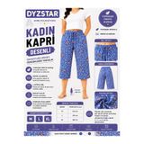 DYZSTAR Kadın Çiçek Desenli Kapri Açık Mavi Yumuşak Penye Rahat Kalıp Lastikli Bel Yazlık Ev Giyim Günlük Kullanım M-XL
