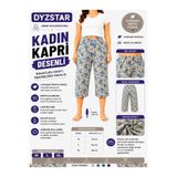 DYZSTAR Kadın Çiçek Desenli Kapri Bej-Mavi Yumuşak Penye Rahat Kalıp Lastikli Bel Yazlık Ev Giyim Günlük Kullanım M-XL