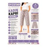 DYZSTAR Kadın Çiçek Desenli Kapri Bej Mor Yumuşak Penye Rahat Kalıp Lastikli Bel Yazlık Ev Giyim Günlük Kullanım M-XL