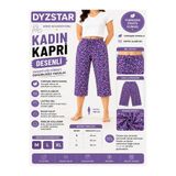 DYZSTAR Kadın Çiçek Desenli Kapri Mor Yumuşak Penye Rahat Kalıp Lastikli Bel Yazlık Ev Giyim Günlük Kullanım M-XL