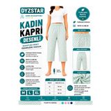 DYZSTAR Kadın Puantiye Desenli Kapri Kırık Beyaz-Mint Yumuşak Penye Rahat Kalıp Lastikli Bel Yazlık Ev Giyim Günlük Kullanım M-XL