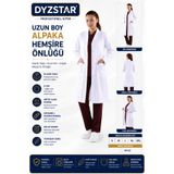 DYZSTAR Uzun Boy Alpaka Hemşire Önlüğü Klasik Yaka Uzun Kollu Çıtçıtlı Beyaz İş Öğretmen Doktor Önlüğü S-2XL