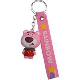 Dzc Kuzenler Avm Ayıcık Çilek Karikatür Anime Figür Pvc Bebek Anahtarlık Çanta Anahtarlık Süsü - tek ebat - Pembe - Beyaz