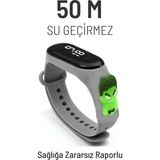 Dzc Kuzenler Avm Dijital Dokunmatik LED Ekran Su Geçirmez Figürlü Çocuk Kol Saat Slikon Kordon Bileklik Karakterli - Füme