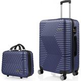Dzc Kuzenler Avm Orta Boy ve Makyaj G&d Polo Suitcase Abs Lüx Valiz Seyahat Seti 2 Li - Lacivert