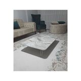 DZGN HOME Ahşap Dikdörtgen Yer Sofrası-Hamur Açma Masası - Beyaz Mermer 60 x 110 cm
