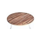 DZGN HOME Katlanabilir Metal Ayaklı Ahşap Yer Sofrası Tepsi Sini 80 cm - Kahverengi