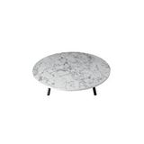 DZGN HOME Katlanabilir Metal Ayaklı Ahşap Yer Sofrası Tepsi Sini Beyaz Mermer Desen - 100 cm