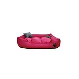 Dzgn Home Küçük Irk Köpek Yatağı Yıkanabilir Yüksek Kaliteli Kumaş Pati Işlemeli - 50 x 40 cm - Pembe