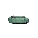 Dzgn Home Küçük Irk Köpek Yatağı Yıkanabilir Yüksek Kaliteli Kumaş Pati Işlemeli - 50 x 40 cm - Su Yeşili