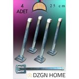 Dzgn Home Metal 4'lü Takım Sofra Ayağı - Metal Katlanır Yer Sofrası Ayağı 25 cm - Gri