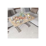 Dzgn Home Metal Ayaklı Tekerlekli Ekonomik Orta Sehpa 70 X 110 Cm – Kahverengi Mermer