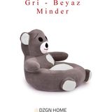 Dzgn Home Portatif Taşınabilir Pelüş Ayıcık Koltuk- Çocuk Koltuğu - Gri Beyaz - Gri - Beyaz