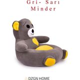 Dzgn Home Portatif Taşınabilir Pelüş Ayıcık Koltuk- Çocuk Koltuğu - Gri Sarı