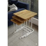 Dzgn Home Sakura 3'Lü Metal Gümüş Atlantik Mdf Kare Zigon Sehpa Takımı Orta Sehpa Yan Sehpa