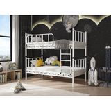 Dzgn Home Zambak Genç Çocuk Yatak Odası Metal Ranza ve Karyola - 90 x 200 cm - Beyaz - 90 x 200 cm