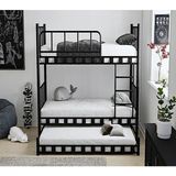 Dzgn Home Zambak Yavrulu Genç Çocuk Odası Metal Ranza ve Karyola - Siyah - 90 x 190 cm