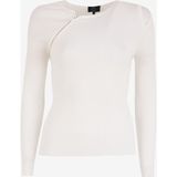E 4.0 Design Studio x Fabrika Kayık Yaka Dar Fitilli Kırık Beyaz Kazak Kadın F4WL-KZK W63 - XL