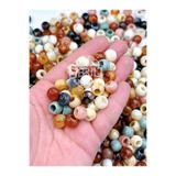 E.B EBRULİ BONCUK 12 mm Doğal Taş Görünümlü Geniş Delikli Akrilik Boncuklar (50 gr)