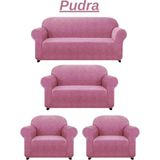 E Bahar 3+2+1+1 Dokuma Jakar Koltuk Örtüsü. Lastikli, Esnek, Yıkanabilir Koltuk, Kanepe, Çekyat Örtüsü - 180 x 230 cm - Pudra
