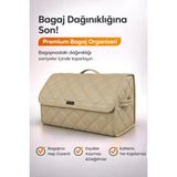 E-BİZ Bagaj Çantası Oto Bagaj Organizer Çift Kat Deri Su Geçirmez Kaymaz Katlanır Araç Düzenleyici - Bej