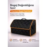 E-BİZ Bagaj Çantası Oto Bagaj Organizer Çift Kat Deri Su Geçirmez Kaymaz Katlanır Araç Düzenleyici - Siyah - Kahverengi