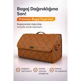 E-BİZ Bagaj Çantası Oto Bagaj Organizer Çift Kat Deri Su Geçirmez Kaymaz Katlanır Araç Düzenleyici - Taba