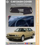 E-BİZ Bmw E34 5 Serisi Airbagsiz (1988-1996) Torpido Örtüsü Panel Torpido Koruma Tam Uyum Çatlamayı Önler - Siyah - Bej