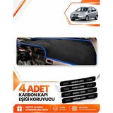 E-BİZ Chevrolet Rezzo (2000-2011) Uyumlu Ön Torpido Koruma Kılıfı Halısı Örtüsü - Siyah-Mavi - CH003 - Siyah - Mavi