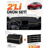 E-BİZ E-Biz Ford Puma (2020-2023) Uyumlu Torpido Örtüsü + Deri Bagaj Çantası + Sticker Seti - Siyah Bej - Siyah - Bej