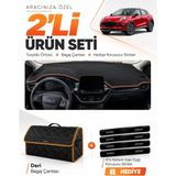 E-BİZ E-Biz Ford Puma (2020-2023) Uyumlu Torpido Örtüsü + Deri Bagaj Çantası + Sticker Seti - Siyah Kahverengi - Siyah - Kahverengi