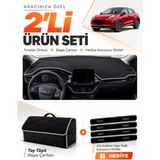 E-BİZ E-Biz Ford Puma (2020-2023) Uyumlu Torpido Örtüsü + Tay Tüyü Bagaj Çantası + Sticker Seti - Siyah Gri - Siyah - Gri