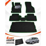 E-BİZ E-Biz Renault Megane 3-Hatchback (2008-2016) 3D Havuzlu Eva Paspas Seti + Bagaj Paspası - Siyah-Yeşil - Siyah - Yeşil