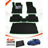 E-BİZ E-Biz Renault Megane 4-Hatchback (2016-2026) 3D Havuzlu Eva Paspas Seti + Bagaj Paspası - Siyah-Yeşil - Siyah - Yeşil
